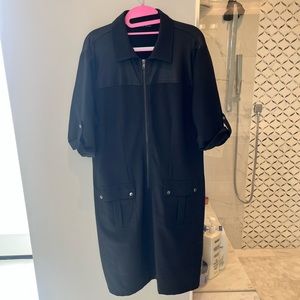 Black Zip Up Collared Dress
